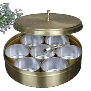 Handcrafted Brass Spice Box (Masala Dani) – Tin Coated & Non-Coated Variants