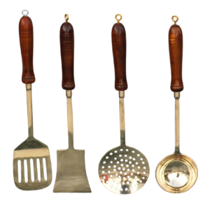 Janak Brass Ladle Set of 4 – Handcrafted Traditional Cooking & Serving Utensils